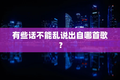 有些话不能乱说出自哪首歌？
