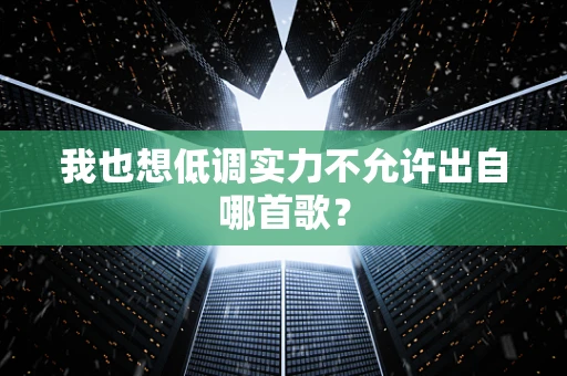 我也想低调实力不允许出自哪首歌？