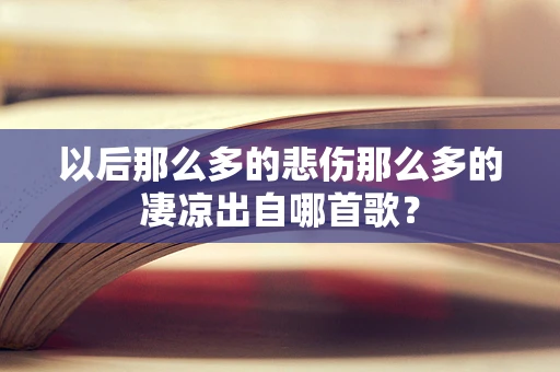 以后那么多的悲伤那么多的凄凉出自哪首歌？
