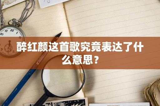 醉红颜这首歌究竟表达了什么意思？