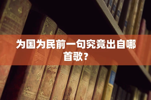 为国为民前一句究竟出自哪首歌？