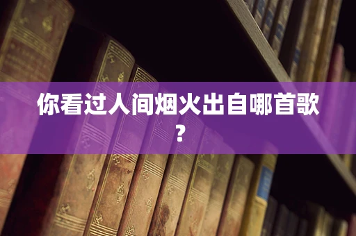 你看过人间烟火出自哪首歌？